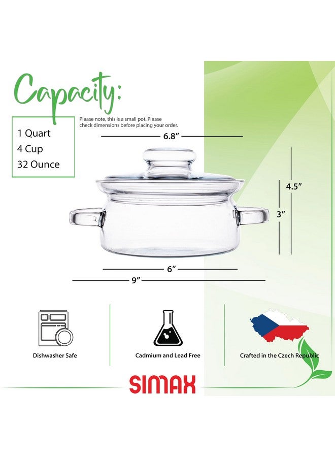 Simax Simmer Pot for Stove Potpourri, 32 Ounce Glass Pots for Cooking on Stove, Clear Pots for Cooking, Glass Cookware, Easy Grip Handles, Oven, Microwave, Stove and Dishwasher Safe Borosilicate Glass - Image 2