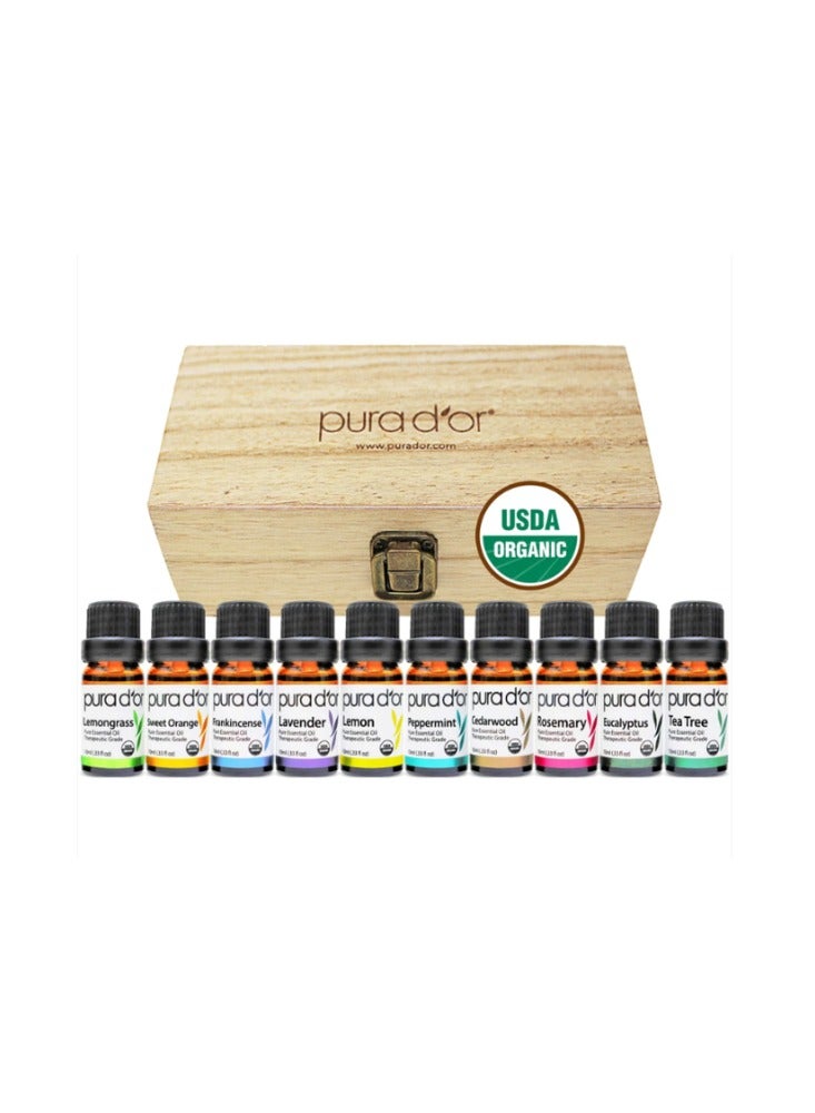 Pura d'or Pure Organic Essentials Collection - 10 Oils