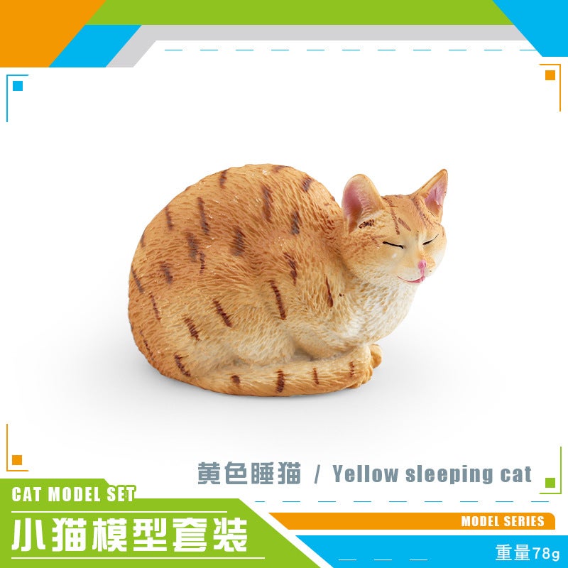 Tri-Color Cat Model Figure, Short Hair Persian, Static Toy PL127-3138 yellow sleeping cat 78g 