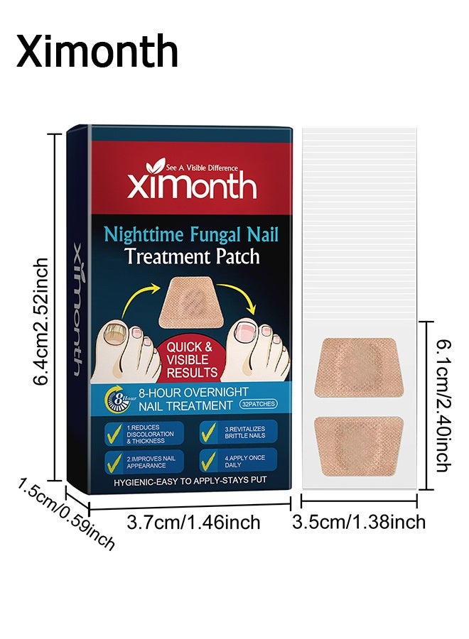 ximonth 32 Patches Nail Repair Patches - Toenail Fungus Treatment Patches - 8 Hour Nightly Renewal - Treats Damaged and Discolored Nails - Non-removable Toenail Fungus Treatment Patches - Image 2
