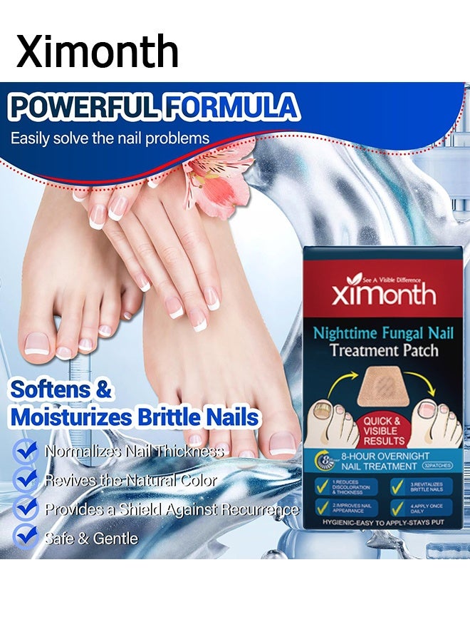 ximonth 32 Patches Nail Repair Patches - Toenail Fungus Treatment Patches - 8 Hour Nightly Renewal - Treats Damaged and Discolored Nails - Non-removable Toenail Fungus Treatment Patches - Image 5