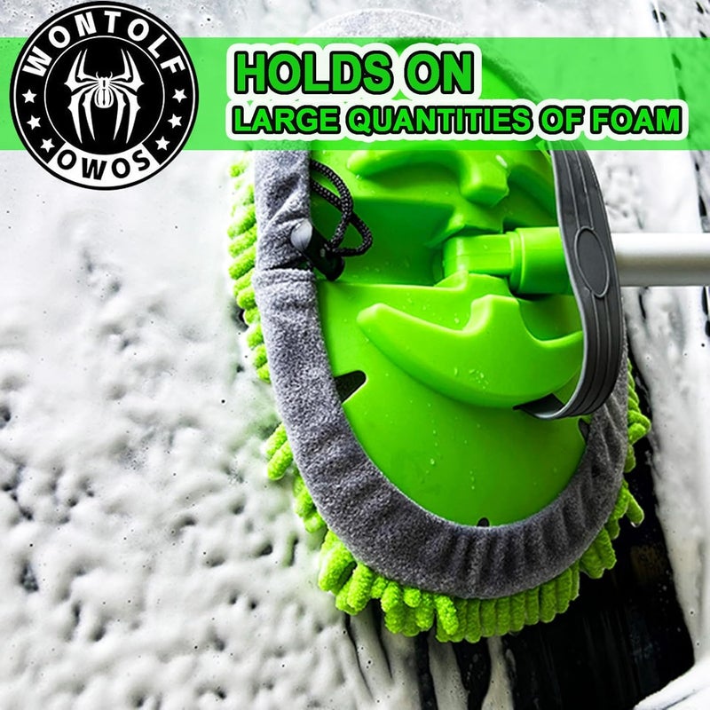 Wontolf 62'' Car Wash Brush with Long Handle Chenille Microfiber Car Wash Mop Car Washing Brush Cleaning Kit Car Wheel Tire Brush Microfiber Towels Cleaning Cloth for Cars RV Truck Boat 9PCS - Image 3