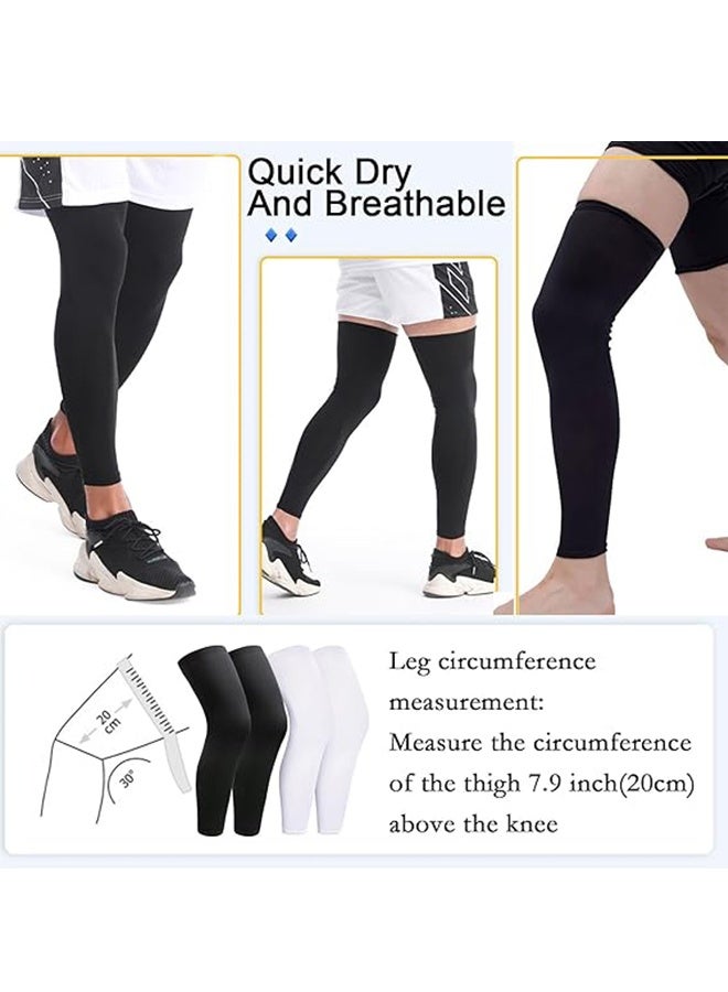 Generic 2 Pairs Compression Leg Sleeve, Full Length Leg Sleeves, Knee Sleeve, Unisex kneepad for Knee protection, Suitable for Running, Basketball(Black & White) - Image 3