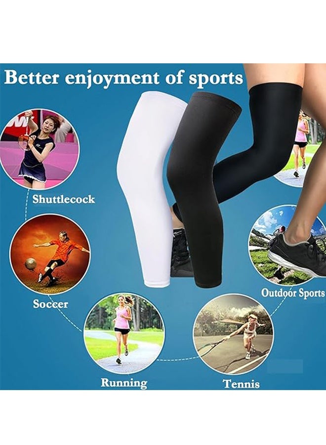 Generic 2 Pairs Compression Leg Sleeve, Full Length Leg Sleeves, Knee Sleeve, Unisex kneepad for Knee protection, Suitable for Running, Basketball(Black & White) - Image 5