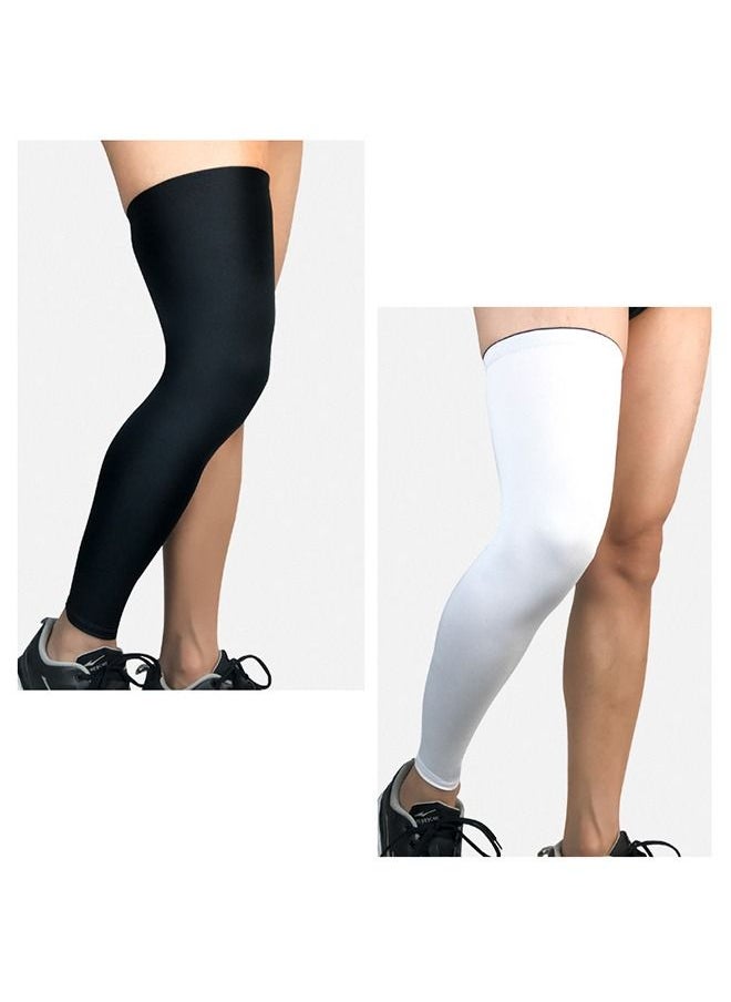 Generic - 2 Pairs Compression Leg Sleeve, Full Length Leg Sleeves, Knee Sleeve, Unisex kneepad for Knee protection, Suitable for Running, Basketball(Black & White) - Image 1