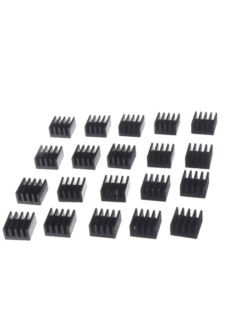SYOSI 20PCS Black Aluminum Heat Sink with Thermal Conductive Adhesive Tape, 9×9×5mm Heatsink Cooler for Cooling VRM GPU Stepper Driver MOSFET VRam Regulators - Image 2