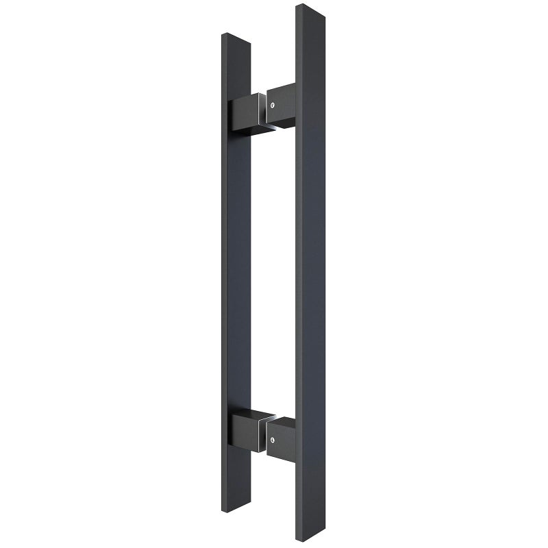 BARNSMITH 18 Barn Door Push Pull HandleHeavy Duty Grade304 Stainless Steel Square Commercial Door HandleEntrance Entry Front Office Handle Pull Set for Wood Glass PanelBlack