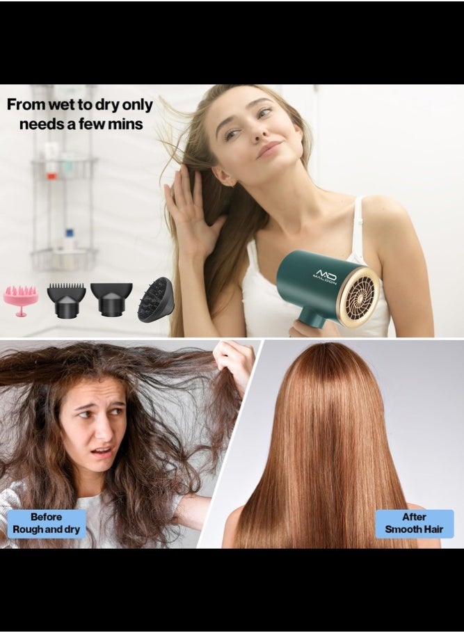 maldon Hair Dryer, 2000W Powerful AC Motor Fast Drying Blow Dryer-Gree - Image 4