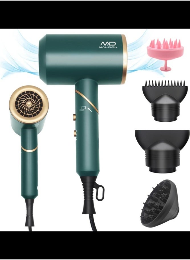 maldon Hair Dryer, 2000W Powerful AC Motor Fast Drying Blow Dryer-Gree - Image 1