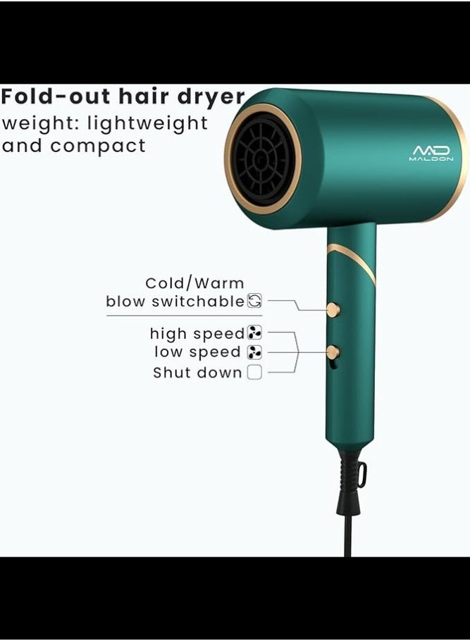 maldon Hair Dryer, 2000W Powerful AC Motor Fast Drying Blow Dryer-Gree - Image 2
