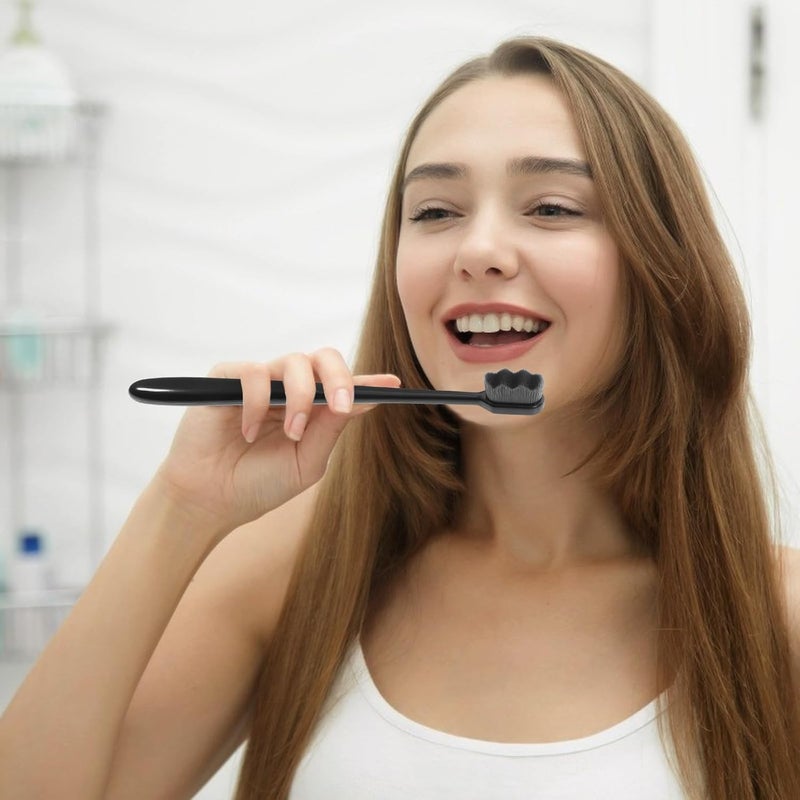 Soft Bristle Toothbrush for Adults 4pcs, Ultra-fine Wear-Resistant Bristles with Black Handle, Travel-Friendly Manual Toothbrush for Sensitive Teeth and Oral Care Random Color - Image 5
