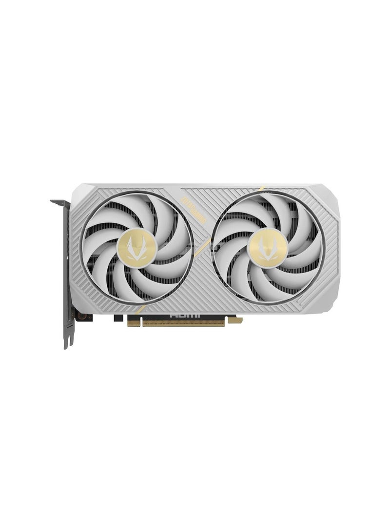 زوتاك بطاقة الرسوميات GAMING GeForce RTX 5060 Ti سعة 16 جيجابايت GDDR7، إصدار Twin Edge OC الأبيض، 4608 نواة CUDA، تعزيز 2602 ميجاهرتز، 128-بت، مروحتان IceStorm 2.0، 3x DisplayPort 2.1b، 1x HDMI 2.1b، DLSS 4 وتقنية تتبع الأشعة، وحدة معالجة رسومات مدمجة SFF، أبيض | ZT-B50620Q-10M - Image 2