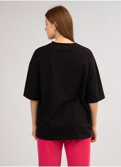 Artograph Women oversize premium cotton black T-shirt with artist unique painting Flamenco  - Image 5
