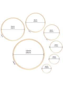 Pllieay 7 Pieces 7 Sizes Embroidery Hoops 4 Inch To 12 Inch Bamboo Circle Cross Stitch Hoop Rings For Craft Sewing And Ornaments  - Image 2