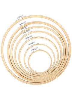 Pllieay 7 Pieces 7 Sizes Embroidery Hoops 4 Inch To 12 Inch Bamboo Circle Cross Stitch Hoop Rings For Craft Sewing And Ornaments  - Image 1