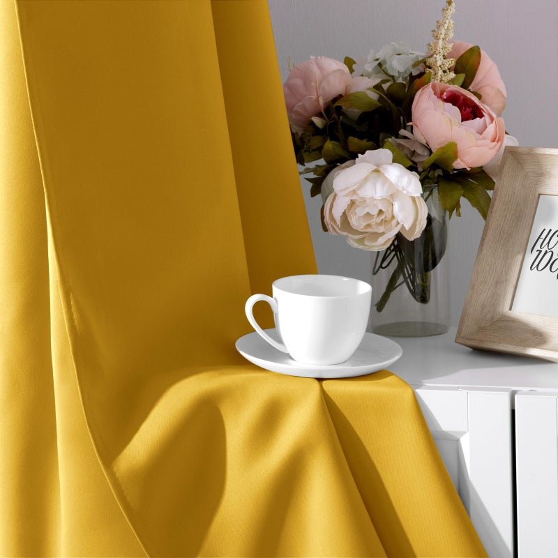 HOMEIDEAS Blackout Curtains 52 X 84 Inch 2 Panels Mustard Yellow Room Darkening Bedroom Curtains, Thermal Grommet Light Bolcking Window Curtains for Living Room - Image 5