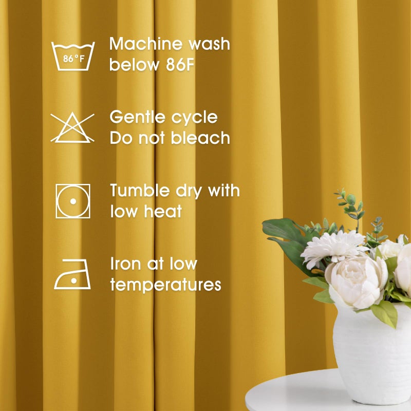 HOMEIDEAS Blackout Curtains 52 X 84 Inch 2 Panels Mustard Yellow Room Darkening Bedroom Curtains, Thermal Grommet Light Bolcking Window Curtains for Living Room - Image 2