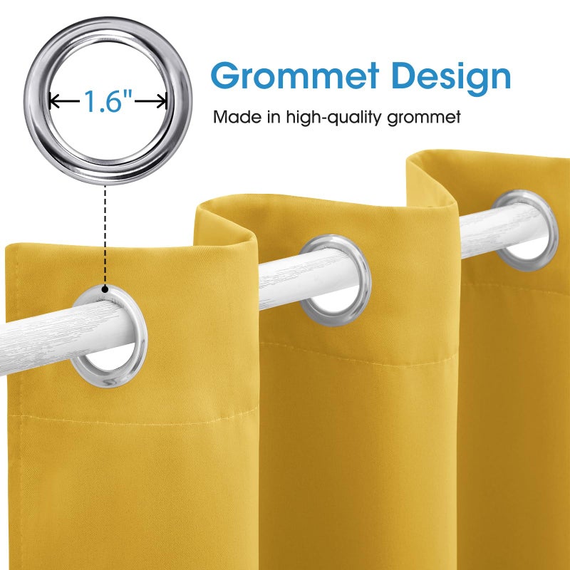 HOMEIDEAS Blackout Curtains 52 X 84 Inch 2 Panels Mustard Yellow Room Darkening Bedroom Curtains, Thermal Grommet Light Bolcking Window Curtains for Living Room - Image 4