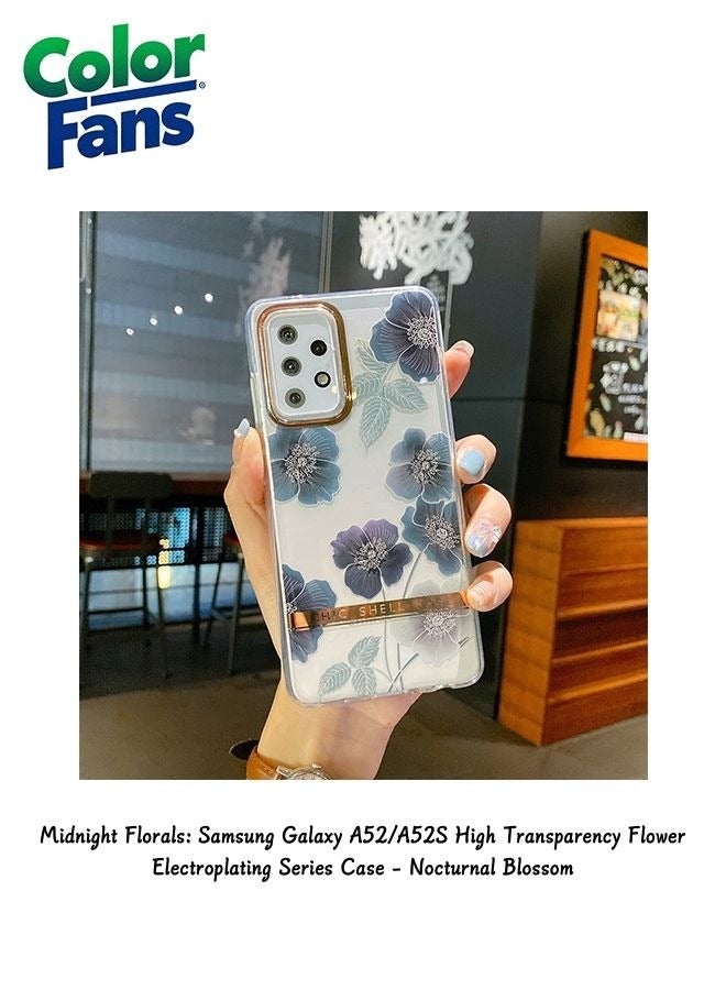 Color Fans Midnight Florals: Samsung Galaxy A52/A52S High Transparency Flower Electroplating Series Case - Nocturnal Blossom