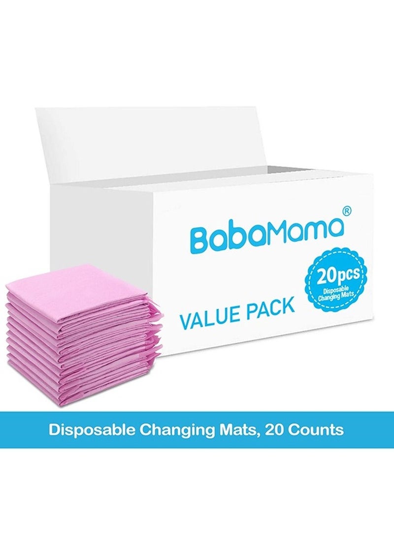 Babamama Disposable Changing Mats, 20 Counts, Soft Waterproof Mat, Portable Leak Proof Changing Mat, New Mom Leak-Proof Under pad, Mattress Table Protector Pad - Image 2