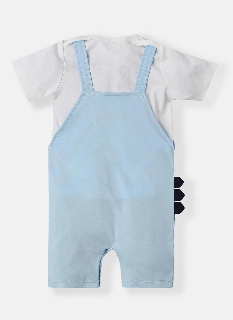 Nautinati Nautinati Infants Animal Embroidery Cotton Dungaree with T-shirt
