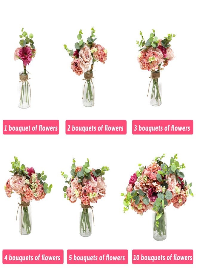 Zerzsy Artificial Flowers Bouquets, 4PCS Mixed Pink Artificial Peonies,Fake Flower Holding Flowers Wedding Bouquet for Bride Spring Home Desk Decor - Image 4