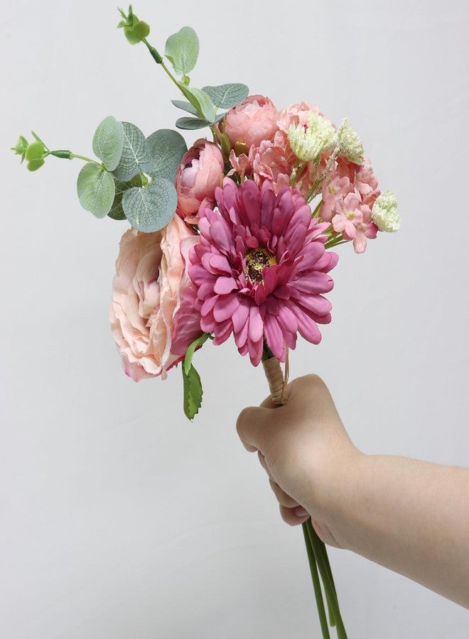 Zerzsy Artificial Flowers Bouquets, 4PCS Mixed Pink Artificial Peonies,Fake Flower Holding Flowers Wedding Bouquet for Bride Spring Home Desk Decor - Image 1
