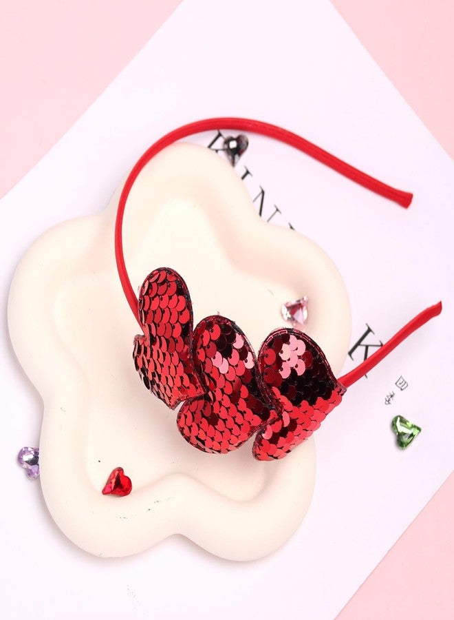 ZEYER Valentine's Day Headband Glitter Heart Hair Band Red Love Sequin Headband Girls Beauty Headdresses Romantic Hair Accessories Valentine's Day Hairband Gift for Girls Women - Image 4