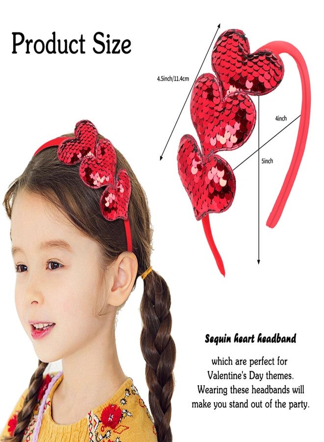 ZEYER Valentine's Day Headband Glitter Heart Hair Band Red Love Sequin Headband Girls Beauty Headdresses Romantic Hair Accessories Valentine's Day Hairband Gift for Girls Women - Image 3