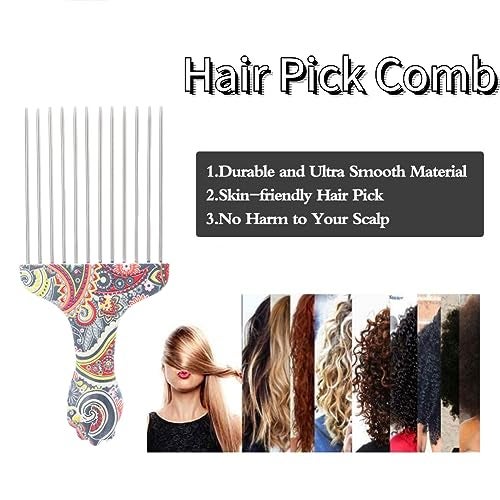 Yinhing Professional Hair Styling Pick Comb - Stainless Steel, for Afro Hair, Suitable for Women and Men (Waist flower K4) - Image 3