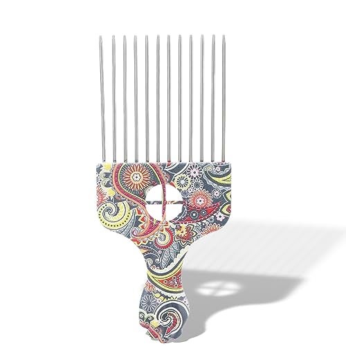 Yinhing Professional Hair Styling Pick Comb - Stainless Steel, for Afro Hair, Suitable for Women and Men (Waist flower K4) - Image 1