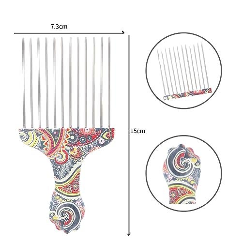 Yinhing Professional Hair Styling Pick Comb - Stainless Steel, for Afro Hair, Suitable for Women and Men (Waist flower K4) - Image 2