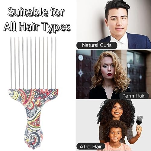 Yinhing Professional Hair Styling Pick Comb - Stainless Steel, for Afro Hair, Suitable for Women and Men (Waist flower K4) - Image 4