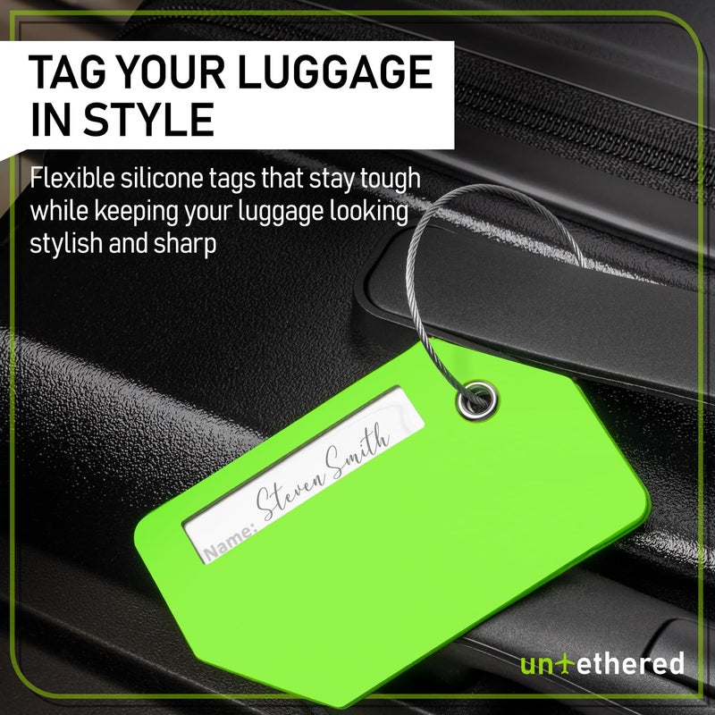 Untethered Untethered 4-Pack Luggage Tag Set | Luggage Tags, Luggage Tags for Suitcases, Bag Tag, Luggage Tags 4 Pack, Suitcase Tags, Identifiers Travel Bag Tags for Luggage, Name Travel Tags for Luggage  - Image 2