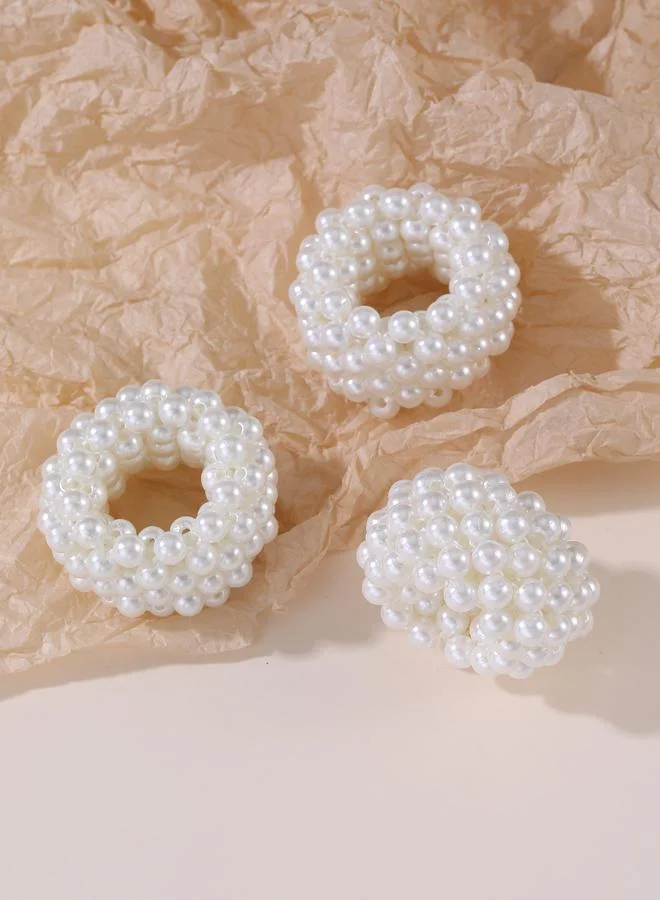 Take Two Set of 4 - Pearl Embellished Hair Ties