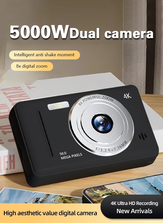 Generic 4k CCD student digital camera, 50MP HD 8X digital zoom, intelligent anti-shake portable photography camera, free 128GB SD card  - Image 1
