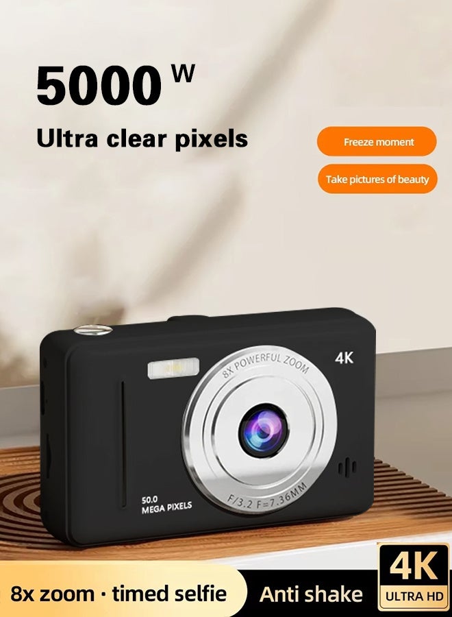 Generic 4k CCD student digital camera, 50MP HD 8X digital zoom, intelligent anti-shake portable photography camera, free 128GB SD card  - Image 5