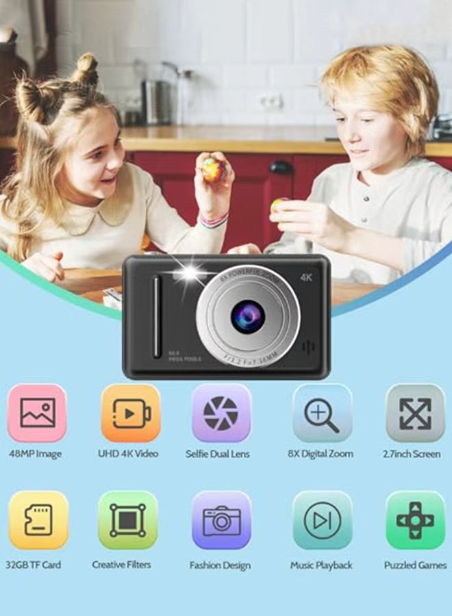 Generic 4k CCD student digital camera, 50MP HD 8X digital zoom, intelligent anti-shake portable photography camera, free 128GB SD card - Image 2