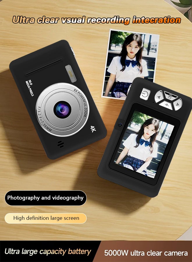 Generic 4k CCD student digital camera, 50MP HD 8X digital zoom, intelligent anti-shake portable photography camera, free 128GB SD card - Image 4