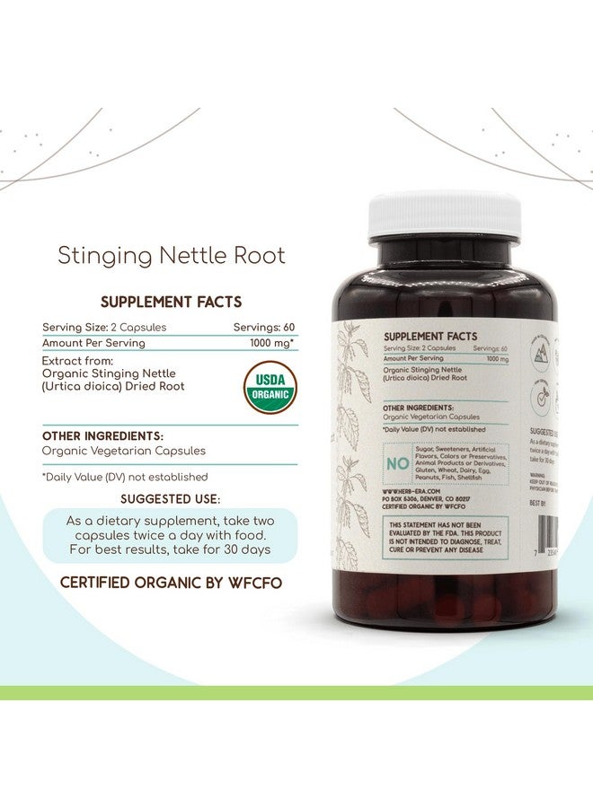 HerbEra Stinging Nettle Root USDA Organic 120 Capsules | Natural Herbal Supplement | Certified Organic Vegetarian Capsules and Organic Stinging Nettle (Urtica Dioica) Dried Root (120 Capsules) - Image 4