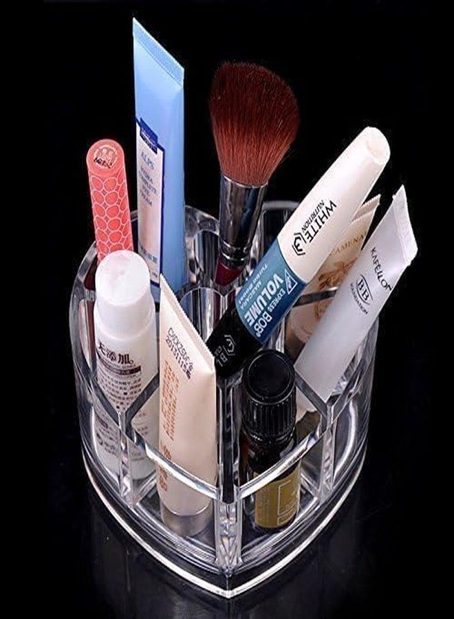 DAVALBA Heart Shape Cosmetic Makeup Organizer for Women, Bride & Girls Heart Shape Storage Organiser Box Vanity Case Holder for Lipsticks, Skincare Kit & Brushes Set(Transparent, Pack Of 1) - Image 4