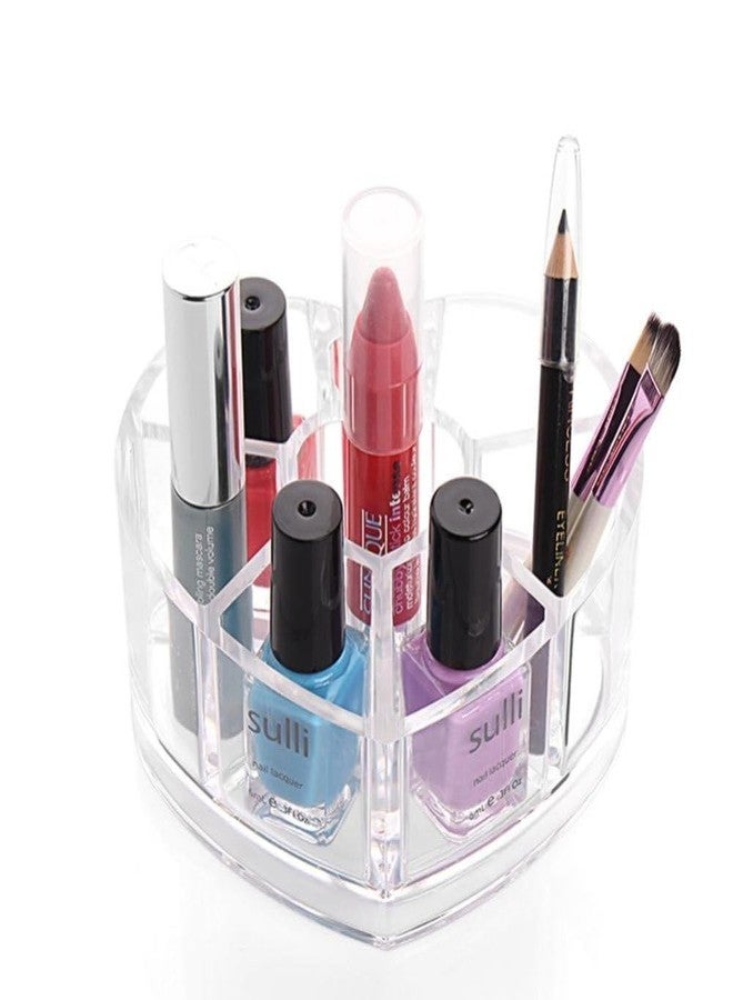 DAVALBA Heart Shape Cosmetic Makeup Organizer for Women, Bride & Girls Heart Shape Storage Organiser Box Vanity Case Holder for Lipsticks, Skincare Kit & Brushes Set(Transparent, Pack Of 1) - Image 2