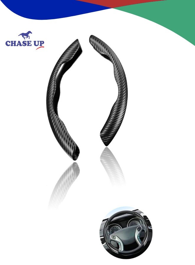 Chase Up Carbon Fiber Steering Wheel Cover - Non-Slip Universal Fit for Men and Women - Enhance Safety and Style - Black Car Wheel Protector Accessory - Image 1