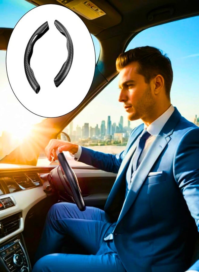 Chase Up Carbon Fiber Steering Wheel Cover - Non-Slip Universal Fit for Men and Women - Enhance Safety and Style - Black Car Wheel Protector Accessory - Image 2