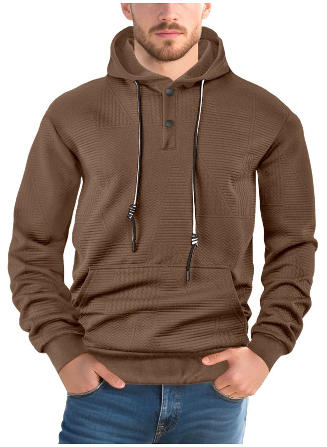 SPRING And Autumn New Style Pullover Solid Color Casual Sports Loose Trendy Long-sleeved Hooded Sweatshirt For Men - Image 1