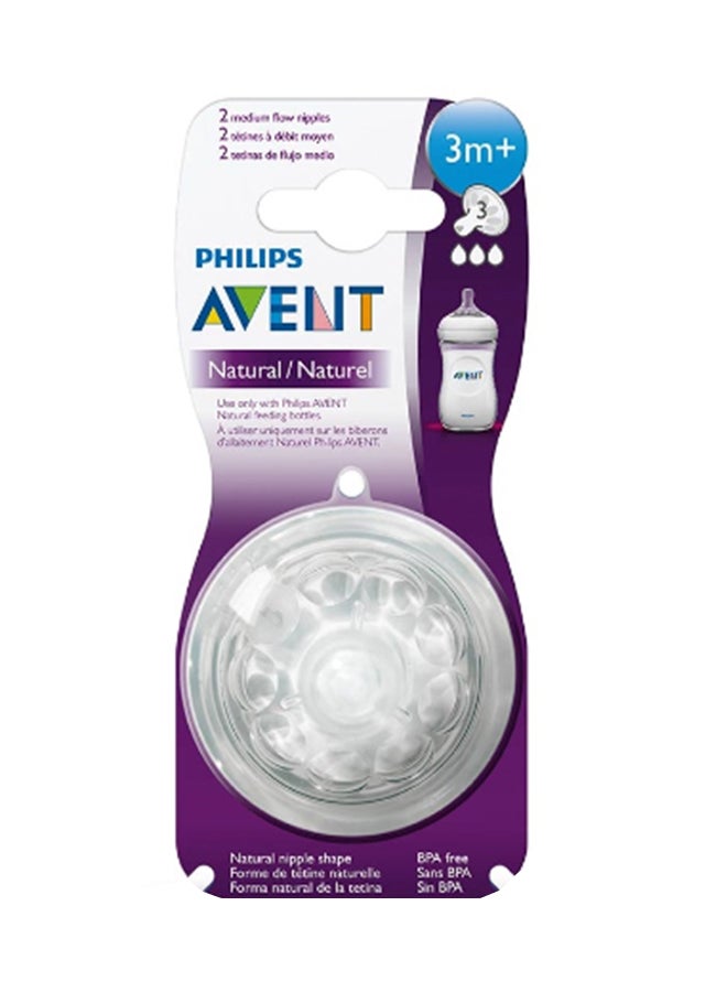Philips Avent Medium Flow Nipple Pack of 2,  3 M+,  Clear - ‎3.6 x 16.4 x 14.8 cm - Image 1