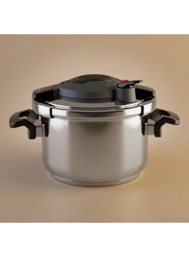 Korkmaz Steel Pressure Cooker, 5 Liters - Silver Black - Image 1