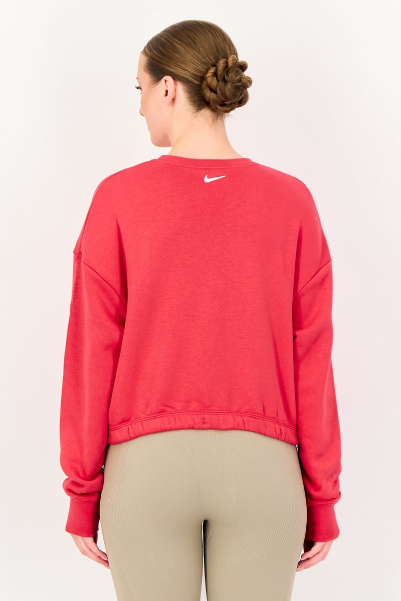 Nike سويت شيرت خارجي فضفاض للنساء بأكمام طويلة، وردي داكن - Image 4