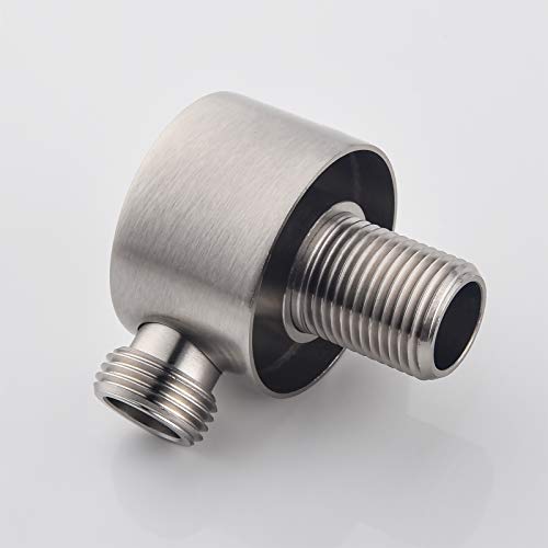 Keymark Wall Supply Elbow, Brass Round Wall Mount Shower Hose Connector G 1/2″ Drop Ell Union Water Outlet for Handheld Hand Shower, Brushed Nickel - Image 4