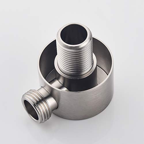 Keymark Wall Supply Elbow, Brass Round Wall Mount Shower Hose Connector G 1/2″ Drop Ell Union Water Outlet for Handheld Hand Shower, Brushed Nickel - Image 5